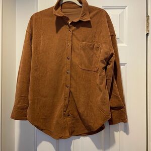 Brown Corduroy Button-Up Shirt